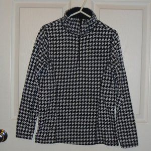 Old Navy Fleece Jacket Houndstooth Quarter Zip Mock Neck Small